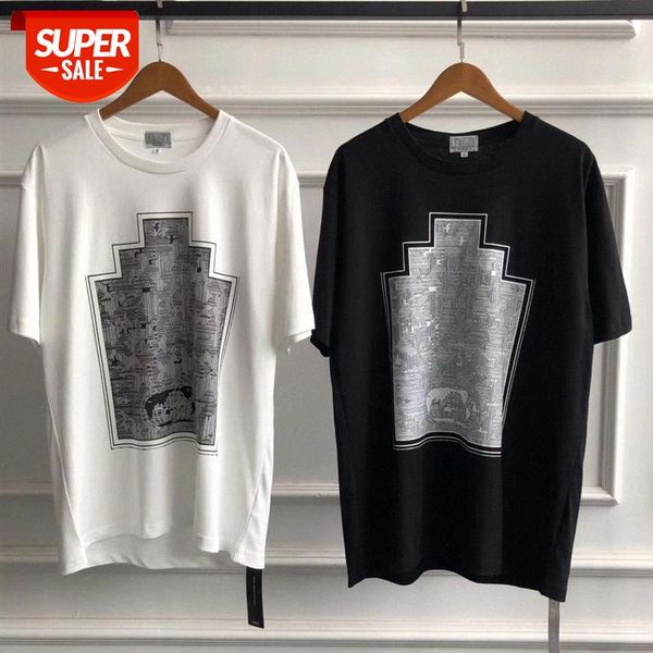 

american simple high street print short-sleeved t-shirt abstract steam electronic psychic tower graffiti #4r5n, White;black