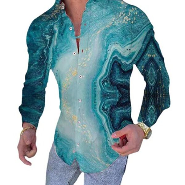 

european american men's clothing casual fashion printed shirt single-breasted cardigan long sleeve shirts men, White;black