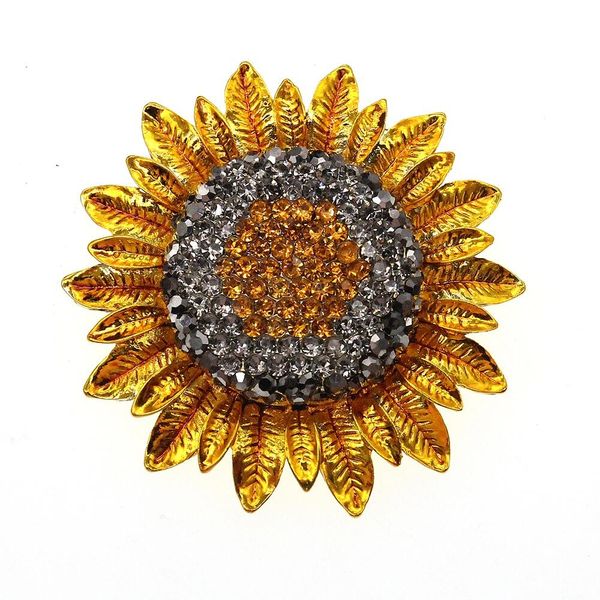 

10 pcs/lot fashion jewelry rhinestone brooches sunflower shape plant pins for women accessories/gift, Gray