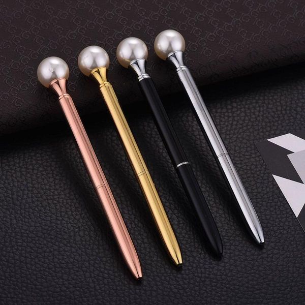 

ballpoint pens luxury pearl pen metal for school creative writing tools office ball supplies kawaii gifts korean stationery, Blue;orange