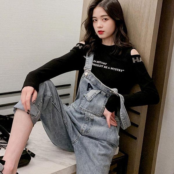 

women's jumpsuits & rompers women clothing denim washed fabric summer/autumn overalls jumpsuit suspenders jeans european, Black;white