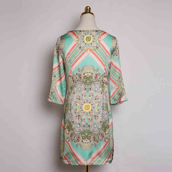 

dress seqinyy green 2021 summer fashion design satin flowers impression bohemian rectum mni, Black;gray