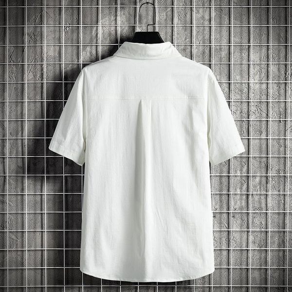

men's casual shirts short sleeve trend loose port style is black spring and autumn shirt, White;black