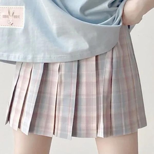 

skirts women skirt 2021 high waist preppy style student pleated harajuku cute sweet girls dance mini, Black