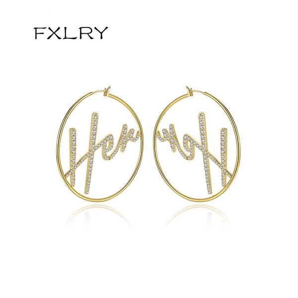 

hoop & huggie fxlry cubic zirconia 60mm exaggerate big smooth circle earrings round loop for women jewelry, Golden;silver