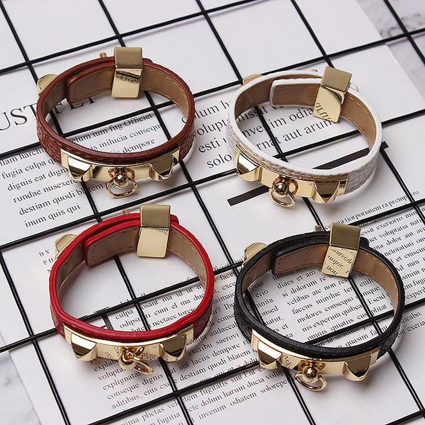 

link, chain fashion leather bracelet women's jewelry, Black