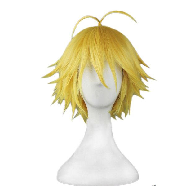 

the seven deadly sins meliodas cosplay wigs short golden heat resistant synthetic hair perucas anime costume cosplay wig, Black