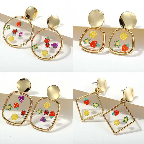 

19062009 ear jewelry creative simple drop glue fruit geometric earrings, Silver