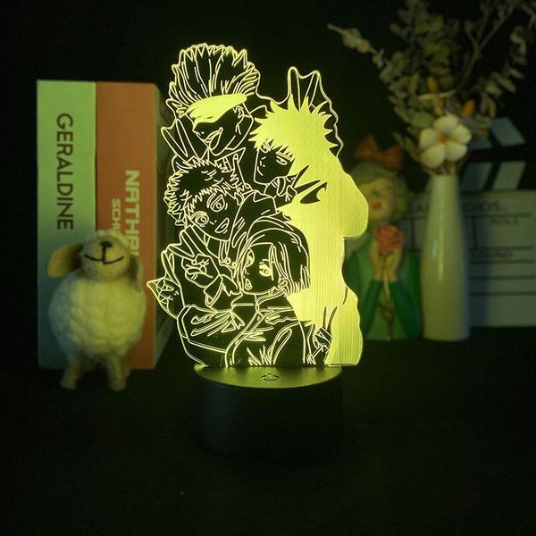

night lights jujutsu kaisen team 3d anime light for manga fans bedroom decor birthday colorful gift led hologram lighting kid present