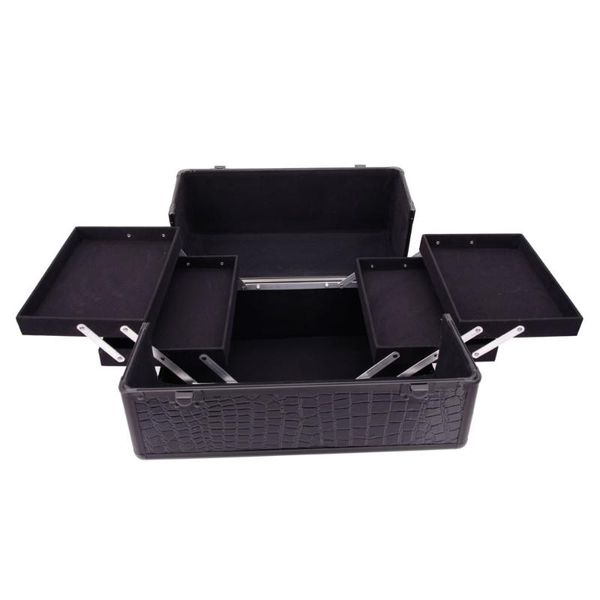 

black high-end portable inner layers cosmetics storage case 180821116 duffel bags