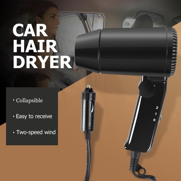 

portable 12v car hair dryer folding blow plug cigarette lighter home and removing water mist from windows electric brushes