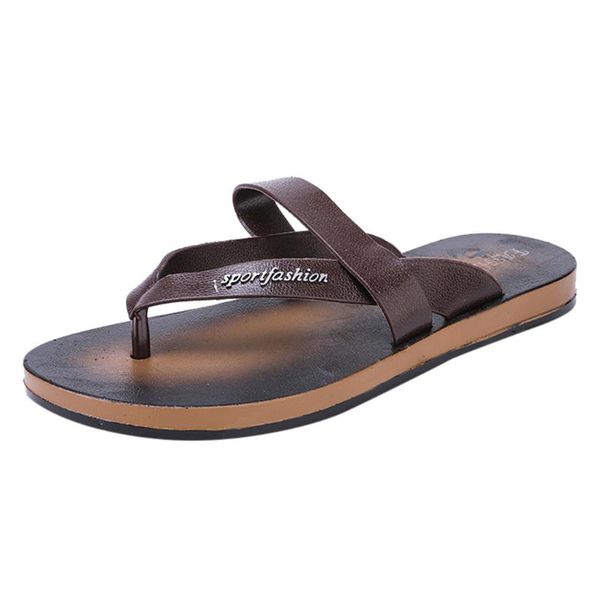 

slippers summer leisure mens flat open toe non-slip sandals flip flops beach shoe slipper men shoes black,brown 40-44