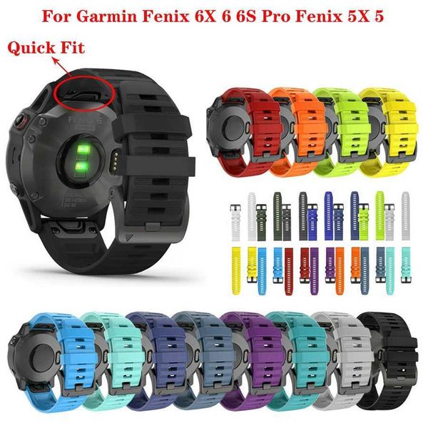 26 22mm Cinturino per cinturino a sgancio rapido per Garmin Fenix 6x 6 6s Cinturino da polso in silicone Pro Quick Fit per Garmin Fenix 5 5x 5s H0915