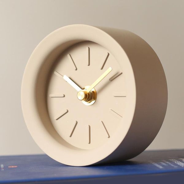 

desk & table clocks 4 inch industrial wind modern minimalist cement mute clock bedroom bedside nordic round small