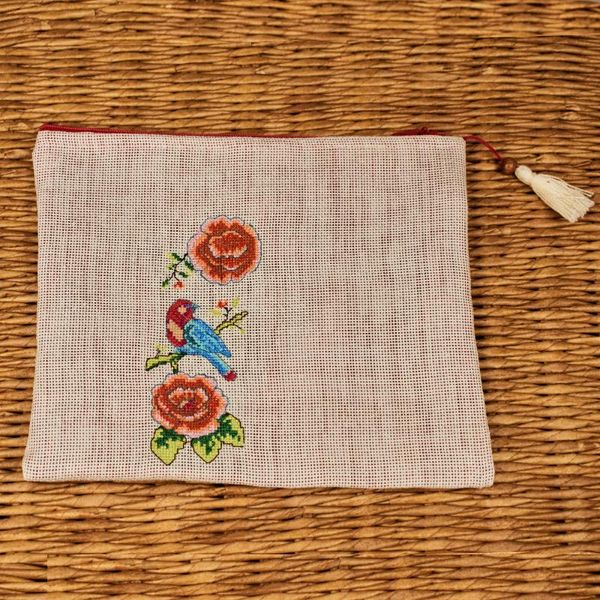 

evening bags fine multi-purpose stitch embroidered etamine fabric zipper hand bag