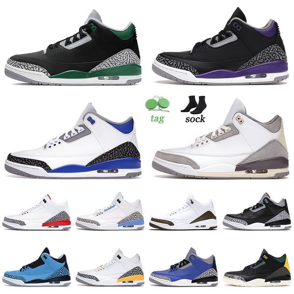 

2021 arrival basketball jumpman shoes pine green court purple racer blue mens womens knicks rivals unc cool grey jordan 3 3s retro trainers