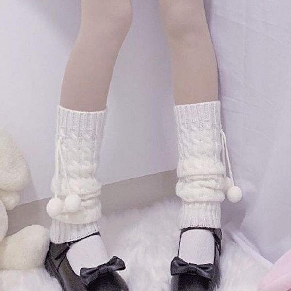 

socks & hosiery women winter cable knit cute bow warm boot cuffs thigh high, Black;white