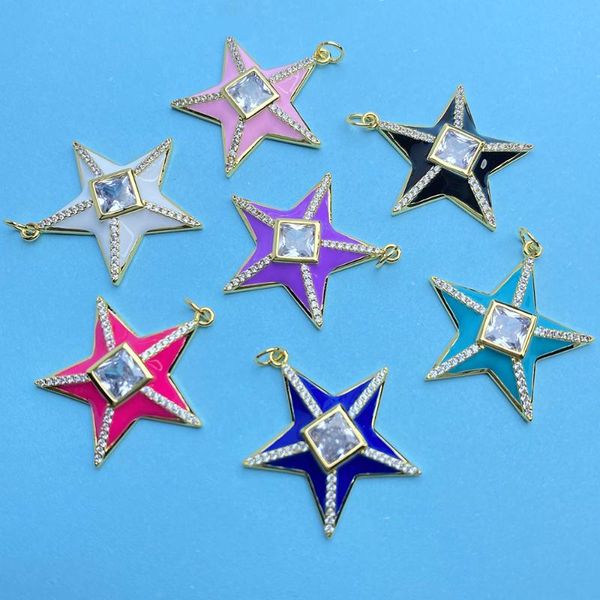 

charms cute colorful star pendant diy used for necklace earrings bracelet jewelry making accessories copper inlaid zircon, Bronze;silver