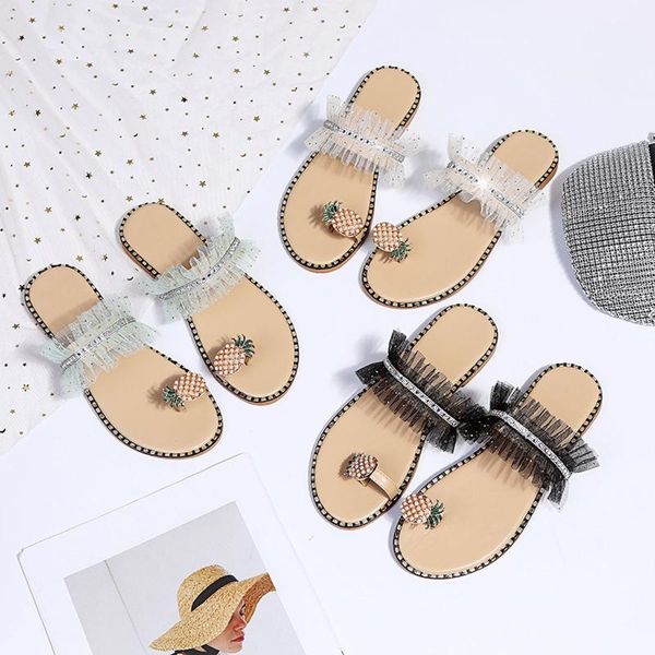 

sandals ladies beach strap flat for women shoes girls pearl bohemian style casual slippers plus size, Black