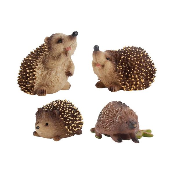 

garden decorations 4pcs/set miniature for kids pvc hedgehog family outdoor animal ornament realistic gift home decor educational landscape