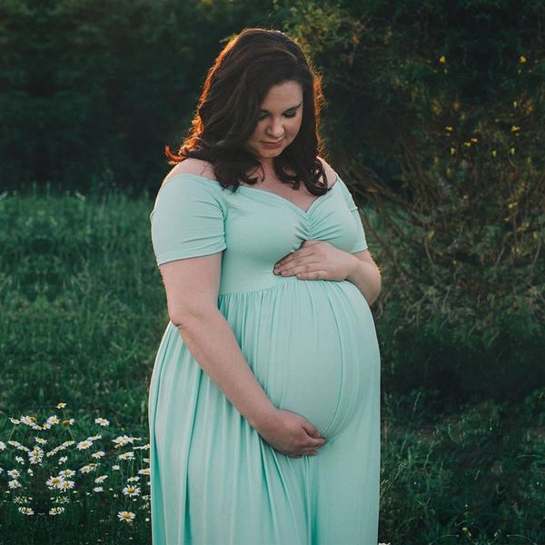 

maternity dresses women dress maxi fancy long gown pregnancy pography props, White