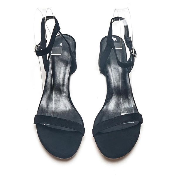 

one word with women sandals high heels suede thick heel women's shoes fairy style black buckle fashion all-match