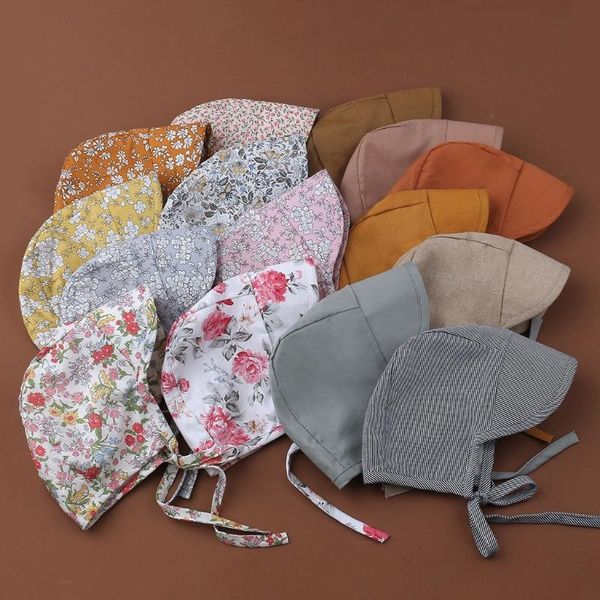 

caps & hats summer spring baby cotton floral printing sun hat infants wide brimmed bonnet outdoor uv protection beach bucket cap, Yellow