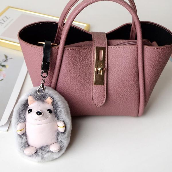 

keychains fashion plush hedgehog toys keychain ring pendant toy animal stuffed anime car fur gifts for women girl, Silver