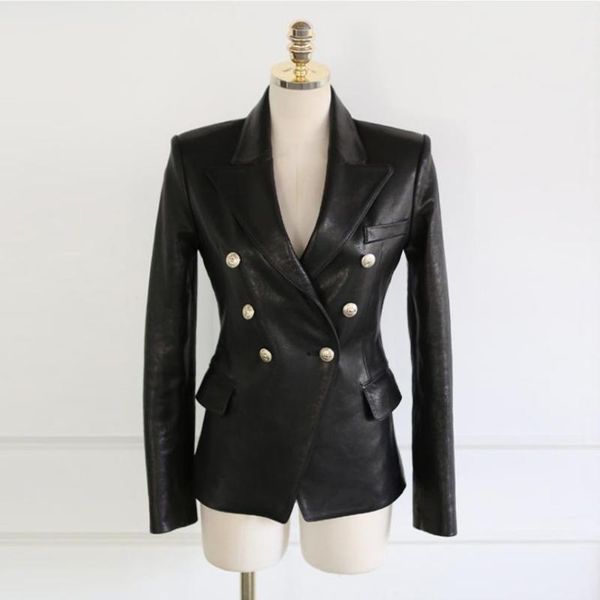 

women's leather & faux double breasted pu jackets female england style jacket punk rock cropped coat f917, Black