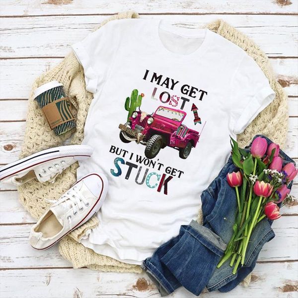 

graphic camper cactus vintage womens t shirt cartoon printed summer clothes clothing tee female, White