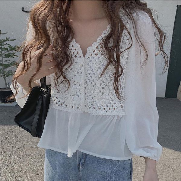 

women's blouses & shirts bethquenoy chemisier femme oversized chiffon summer women vintage ladies 2021 plus size blusas camisas mujer, White