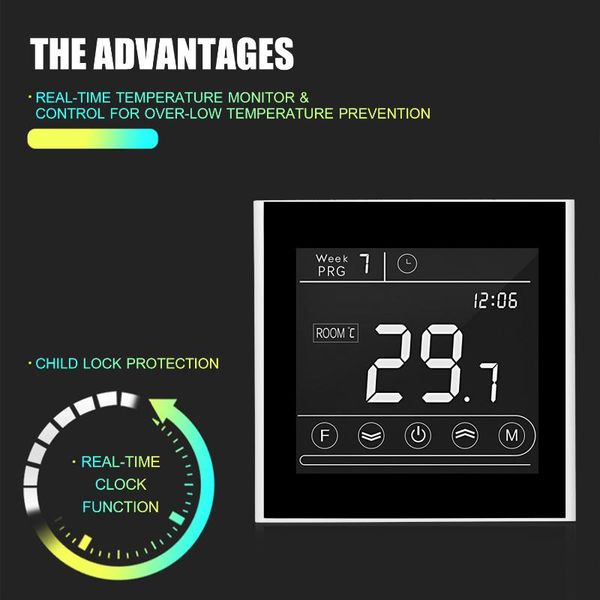 

smart home control electric heating thermostat temperature controller tuya wifi programmable remote anti-e function