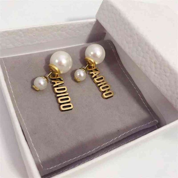 

2021 new designer family pearl earring girl, Golden