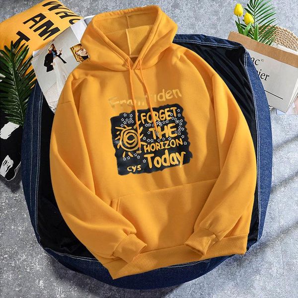 

spring and autumn winter men's long-sleeved printed sweatshirt loose fleece hooded casual sports multicol hoodies & sweatshirts, Black