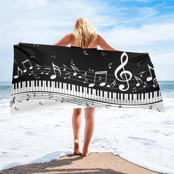 

towel microfiber women men kids face bathing home towels music notes piano print quick dry super soft beach swimming