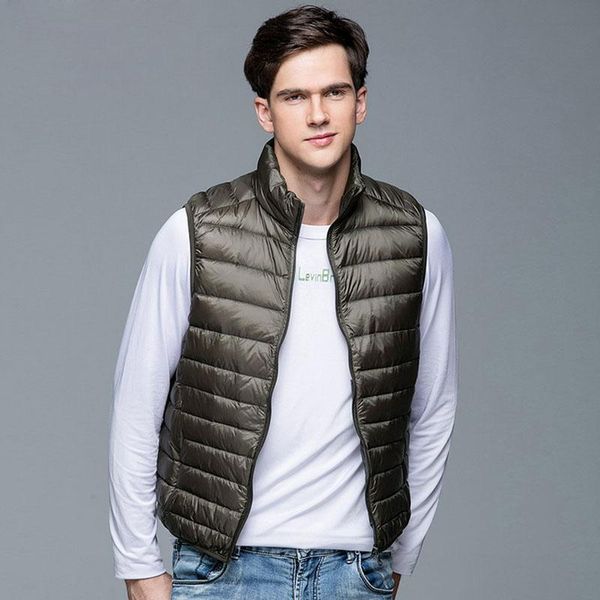 

winter white duck down jacket men sleeveless vests mens lightweight coats outwear men's soft warm ultralight jackets, Black;white