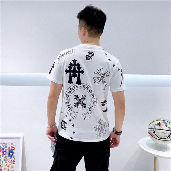 

casual diamond crosin better sanskrit fashion letter cross personality slim round neck short sleeve t-shirt, White