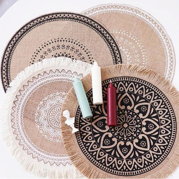 

mats & pads retro style cotton linen table mat bowl insulation non-slip placemat for dining kitchen accessories home decoration
