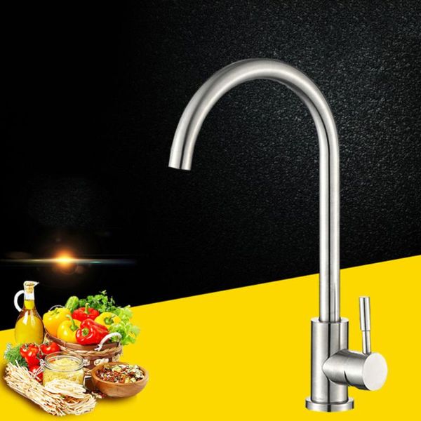 

degree swivel modern and cold mixer stainless steel single handle brushed kitchen sink easy installa other faucets, showers & accs