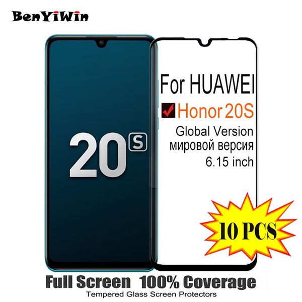 

screen protector tempered glass full cover for huawei honor 20s global 9h scratch proof protective film honor20s cell phone protectors