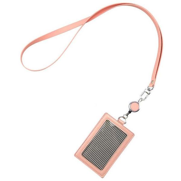 Titulares de cartão Vertical PU Capa de trabalho para Weomen Meninas Funcionários Funcionários Peito ID Tag Office Badge Holder Bus com Lanyard208u