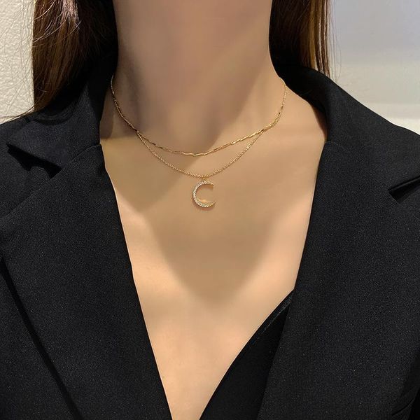 

chokers necklaces for women clavicle chain 2021 korean fashion trend niche design trendy jewelry temperament pendant necklace, Golden;silver