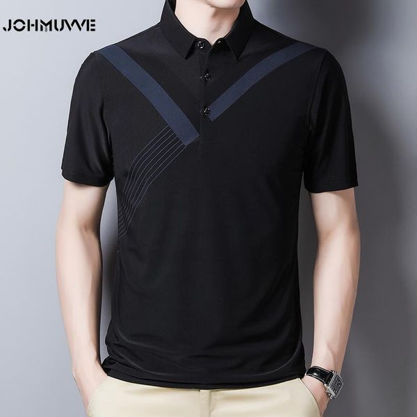 

men's polos johmuvve ariival men fashion t-shirt short sleeve casual business shirts t-shirts cotton clothing summer shirt, White;black