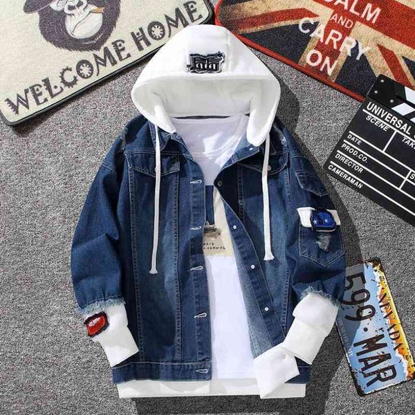 

men's jackets men denim jacket streetwear hip hop hooded jean coat male casual long sleeve outwear autumn fashion slim jaqueta mas, Black;brown