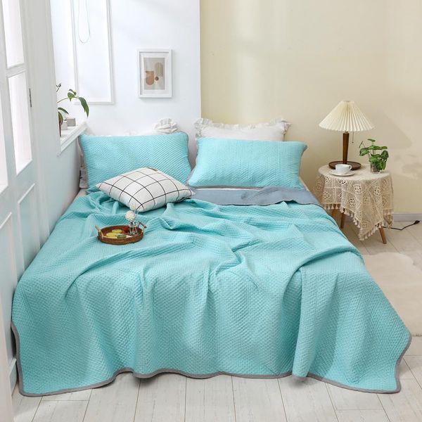 

comforters & sets waffle knitted jacquard cool summer quilt simple low-color soft and breathable suitable for home car adult