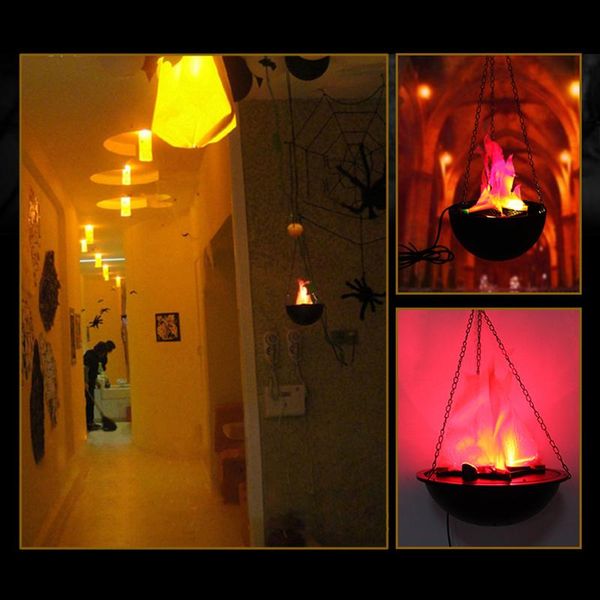 

party decoration halloween electronic brazier lamp hanging light 3d flickering fake fire simulation flame stage decor lighting hyd8