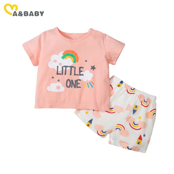 2-7Y Summer Kid Boy Girl Pigiama Set Cute Rainbow Sleepwear T shirt + Pantaloncini Abiti Costumi 210515