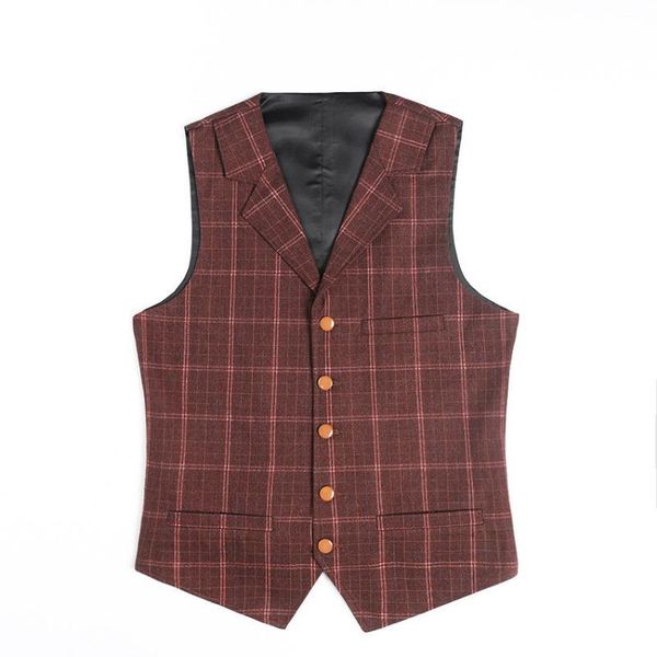 

men's vests for men high-end plaid slim fit lapel collar singal-breasted gentleman jacket waistcoat wedding groom costumes, Black;white