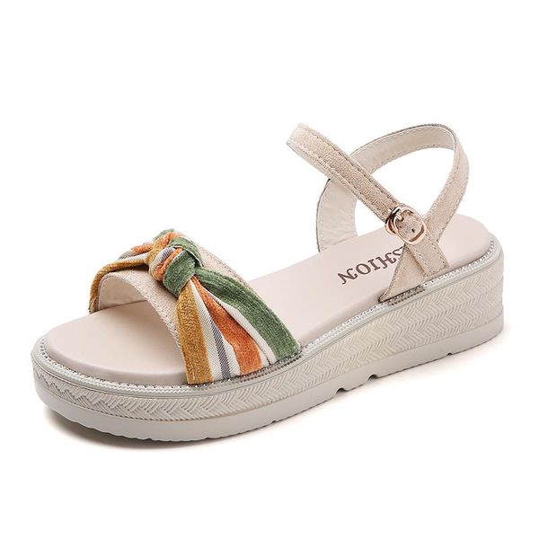 

sandals canvas rosette platform women summer shoes woman welt buckle ladies women's male fashion sandalias mujer, Black