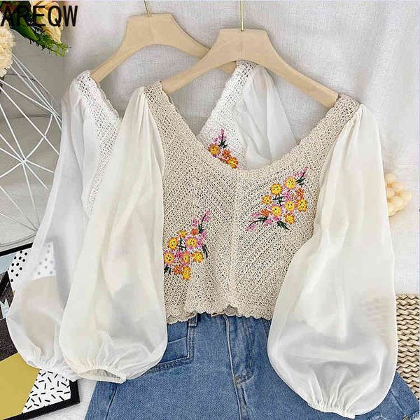 

3202 design sense niche shirt women spring french gentle wind blouse fashion light mature shirt 210507, White